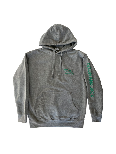 Branded Puff Paint Hoodie [Gray & Sea Green]