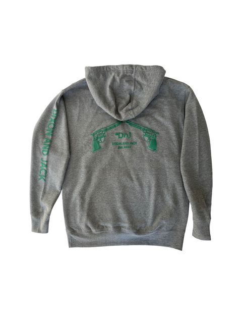 Branded Puff Paint Hoodie [Gray & Sea Green]