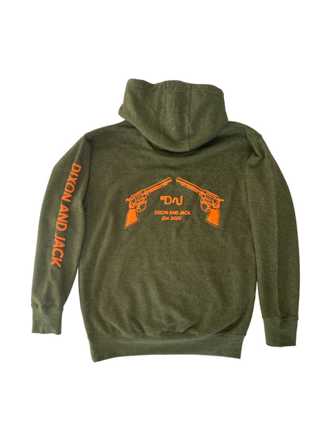 Branded Puff Paint Hoodie [Forest Green & Hunter Orange]